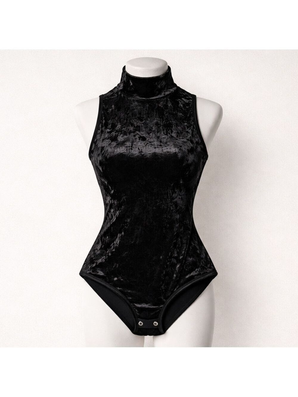 Black Crushed Velvet Mock Neck Bodysuit | Balletcore Soft Grunge Small NWT